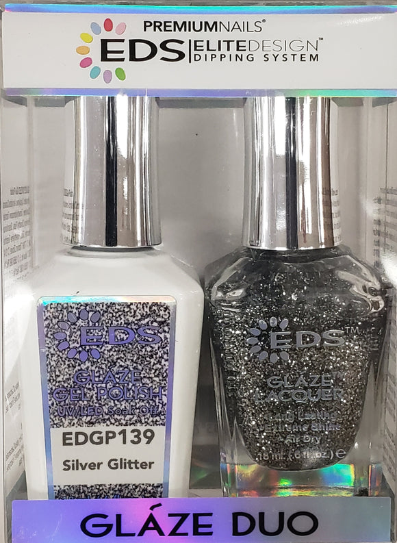 PREMIUMNAILS EDS Glaze Duo (Gel + Lacquer) | EDGP 139 Silver Glitter