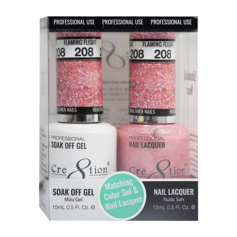 Cre8tion Matching Color Gel & Nail Lacquer 208 Flaming Fight