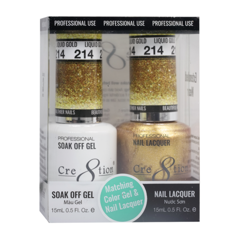 Cre8tion Matching Color Gel & Nail Lacquer 214 Liquid Gold