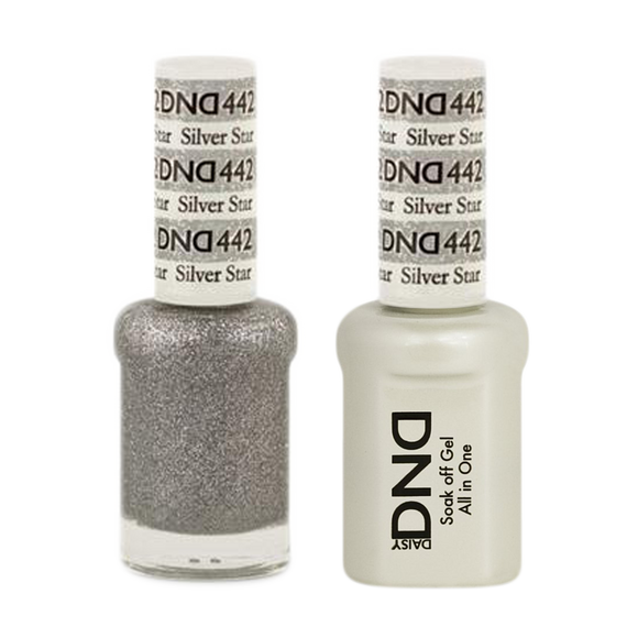 DND Nail Lacquer And Gel Polish, 442, Silver Star, 0.5oz