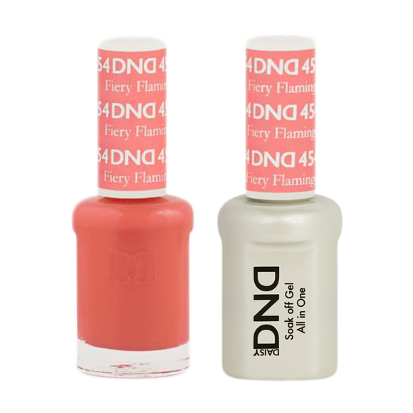 DND Nail Lacquer And Gel Polish, 454, Fiery Flamingo, 0.5oz