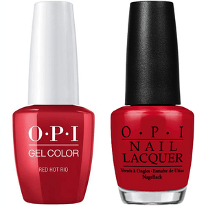 OPI GelColor And Nail Lacquer, A70, Red Hot Rio, 0.5oz