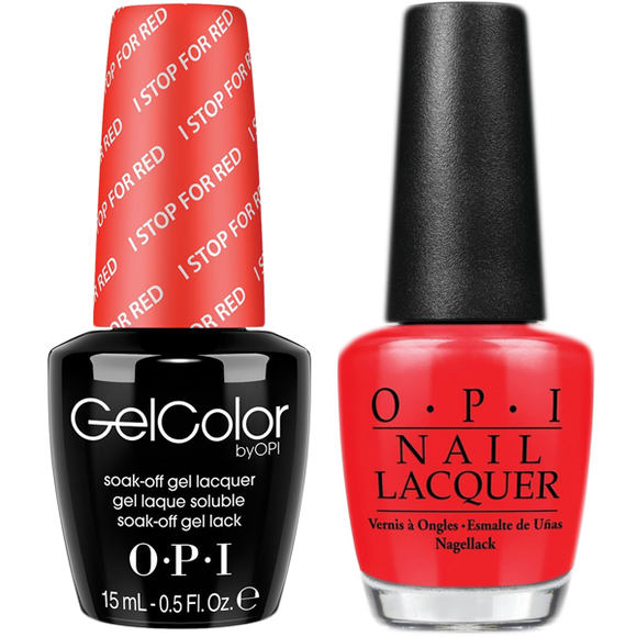 OPI GelColor And Nail Lacquer, A74, I Stop For Red, 0.5oz