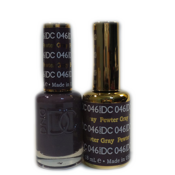 DC Nail Lacquer And Gel Polish (New DND), DC046, Pewter Gray, 0.6oz