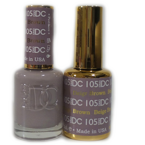 DC Nail Lacquer And Gel Polish (New DND), DC105, Beige Brown, 0.6oz
