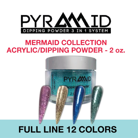 Pyramid Dipping Powder 2oz, Mermaid Collection, Full Line Of 12 Colors ( From M01 To M12)