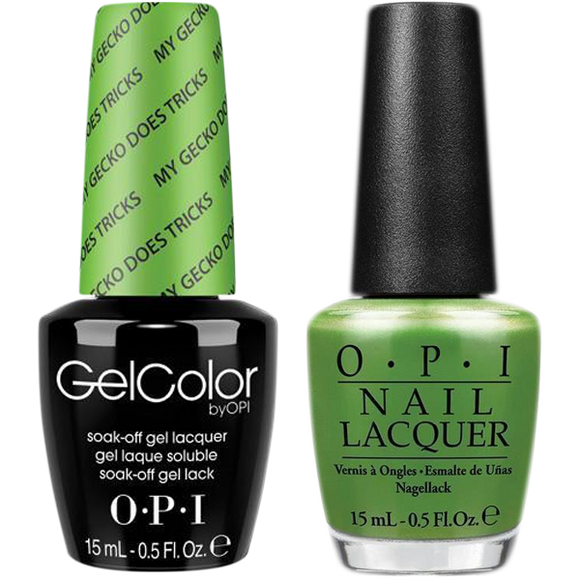 OPI GelColor And Nail Lacquer, H66, My Gecko Does Tricks, 0.5oz