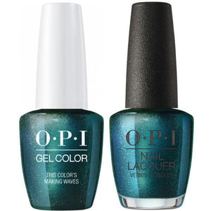 OPI GelColor And Nail Lacquer, H74, This Color’s Making Waves, 0.5oz