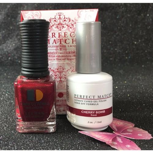 LeChat Perfect Match Nail Lacquer And Gel Polish, PMS190, Cherry Bomb, 0.5oz
