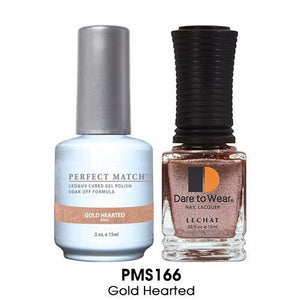 LeChat Perfect Match Nail Lacquer And Gel Polish, PMS166, Gold Hearted (frost), 0.5oz