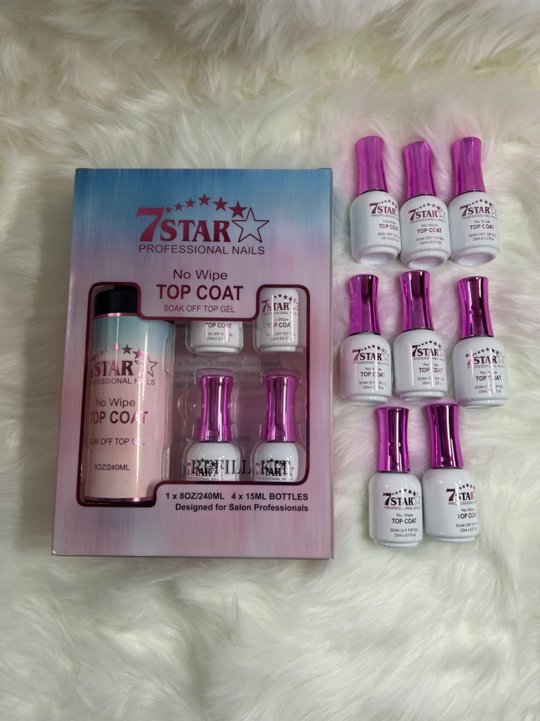 7 Star TOP COAT, 8oz Buy 1 Get Free 12 Top Coat 0.5oz