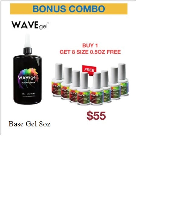 Wavegel Base Gel 8oz, Buy 1 Get 8 size 0.5oz Free