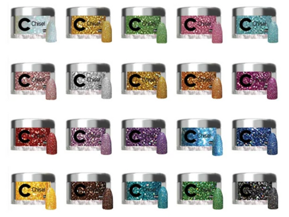 Chisel Dipping Powder, Glitter Collection, Full Line 20 Colors