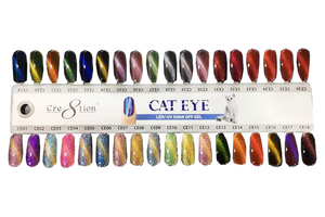Cre8tion Cat Eye Chameleon + Glaze+ Jade Eye Gel Polish, 0.5oz, Tips Sample