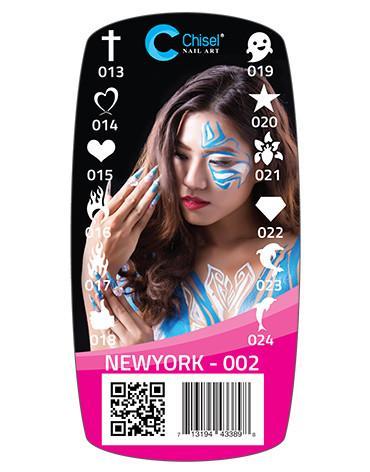 Chisel Nail Art, 3D Stamps, #02, New York Collection