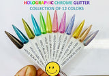 SOFI-ART All-In-1 DESIGN Holographic Chrome Glitter Collection 12 Colors, 1oz